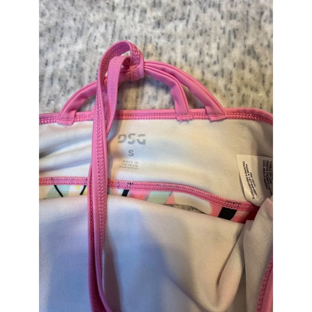 DSG Kids Swim Halter Top Coastal collage  Pink Trim 50‎ UV Protection NWT small